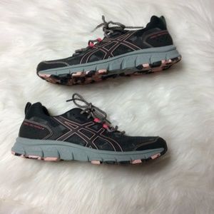 Asics Camo Black and gray with pink Size 11